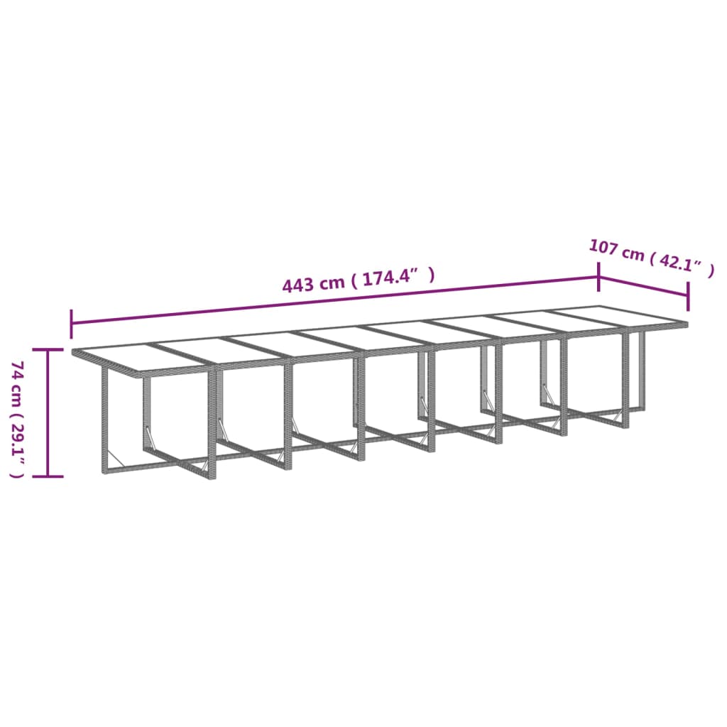 17-tlg. Garten-Essgruppe mit Kissen Braun Poly Rattan