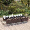17-tlg. Garten-Essgruppe mit Kissen Braun Poly Rattan