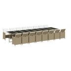 17-tlg. Garten-Essgruppe mit Kissen Beige Poly Rattan