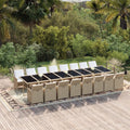 17-tlg. Garten-Essgruppe mit Kissen Beige Poly Rattan
