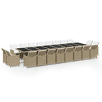 21-tlg. Garten-Essgruppe mit Kissen Poly Rattan Beige
