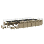 21-tlg. Garten-Essgruppe mit Kissen Poly Rattan Beige
