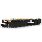 21-tlg. Garten-Essgruppe mit Kissen Schwarz Poly Rattan