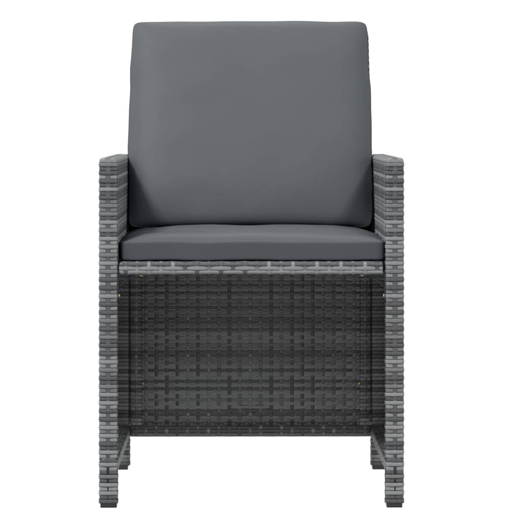 17-tlg. Garten-Essgruppe mit Kissen Grau Poly Rattan