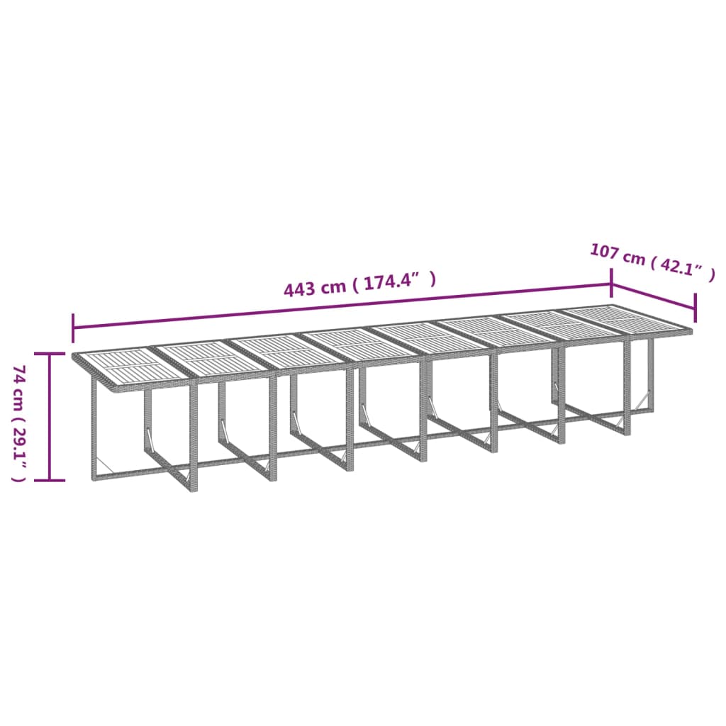 17-tlg. Garten-Essgruppe mit Kissen Grau Poly Rattan