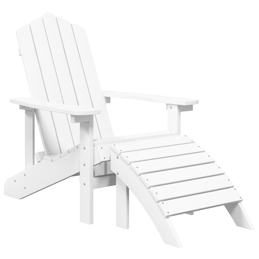 Adirondack-Gartenstühle 2 Stk. mit Hockern HDPE Weiß