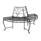 Baumbänke Halbrund 2 Stk. Ø160 cm Schwarz Stahl