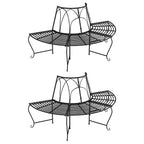 Baumbänke Halbrund 2 Stk. Ø159 cm Schwarz Stahl
