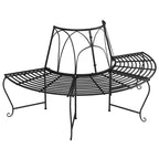 Baumbänke Halbrund 2 Stk. Ø159 cm Schwarz Stahl