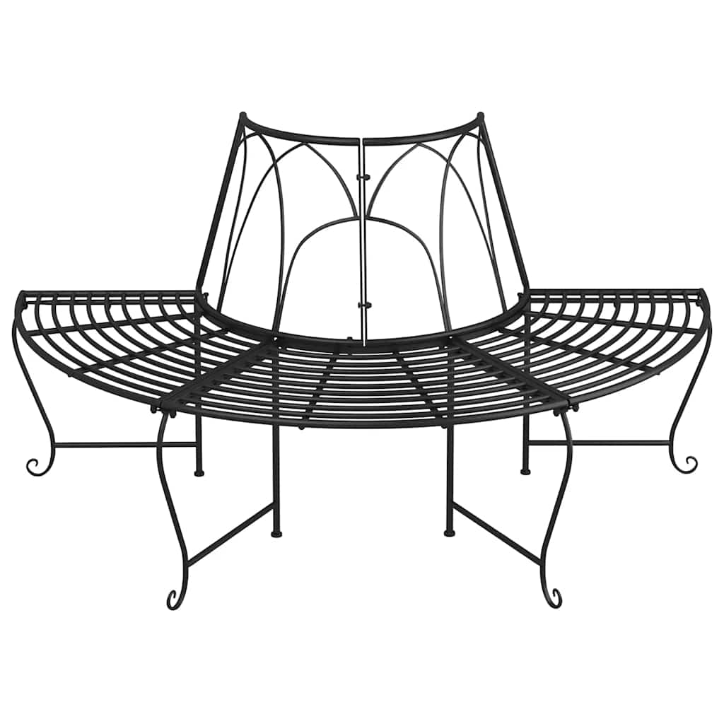 Baumbänke Halbrund 2 Stk. Ø159 cm Schwarz Stahl