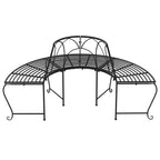Baumbänke Halbrund 2 Stk. Ø159 cm Schwarz Stahl