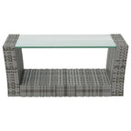 8-tlg. Garten-Lounge-Set mit Kissen Poly Rattan Grau