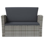 16-tlg. Garten-Lounge-Set mit Kissen Poly-Rattan Grau