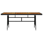 Gartentisch Schwarz 160x70x72cm Poly Rattan & Massivholz Akazie