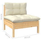 2-Sitzer-Gartensofa mit Creme Kissen Massivholz Kiefer