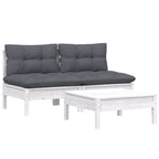 3-tlg. Garten-Lounge-Set mit Anthrazit Kissen Kiefernholz