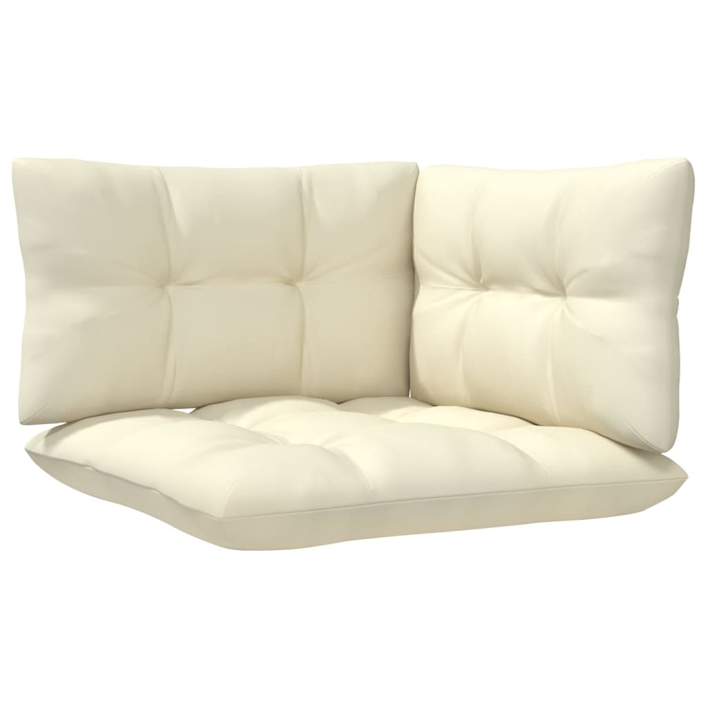 5-tlg. Garten-Lounge-Set mit Creme Kissen Kiefernholz