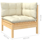 8-tlg. Garten-Lounge-Set mit Creme Kissen Kiefernholz