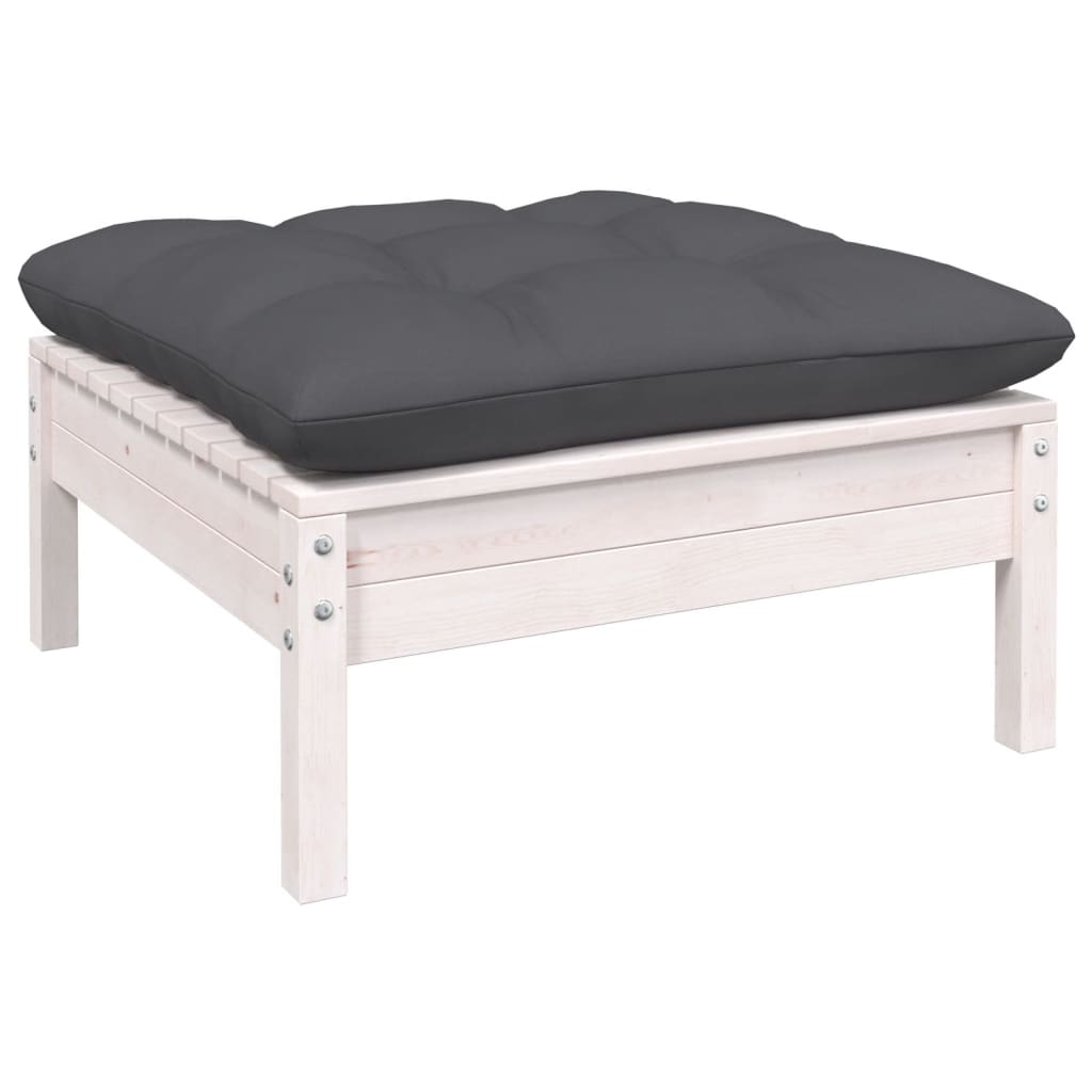 9-tlg. Garten-Lounge-Set mit Anthrazit Kissen Kiefernholz