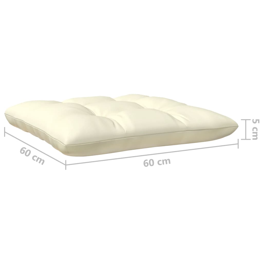 6-tlg. Garten-Lounge-Set mit Creme Kissen Kiefernholz