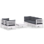 6-tlg. Garten-Lounge-Set mit Anthrazit Kissen Kiefernholz