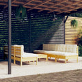 8-tlg. Garten-Lounge-Set mit Creme Kissen Kiefernholz