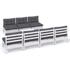 8-tlg. Garten-Lounge-Set mit Anthrazit Kissen Kiefernholz