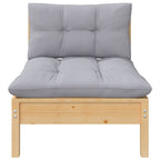 5-tlg. Garten-Lounge-Set mit Grauen Kissen Kiefer Massivholz
