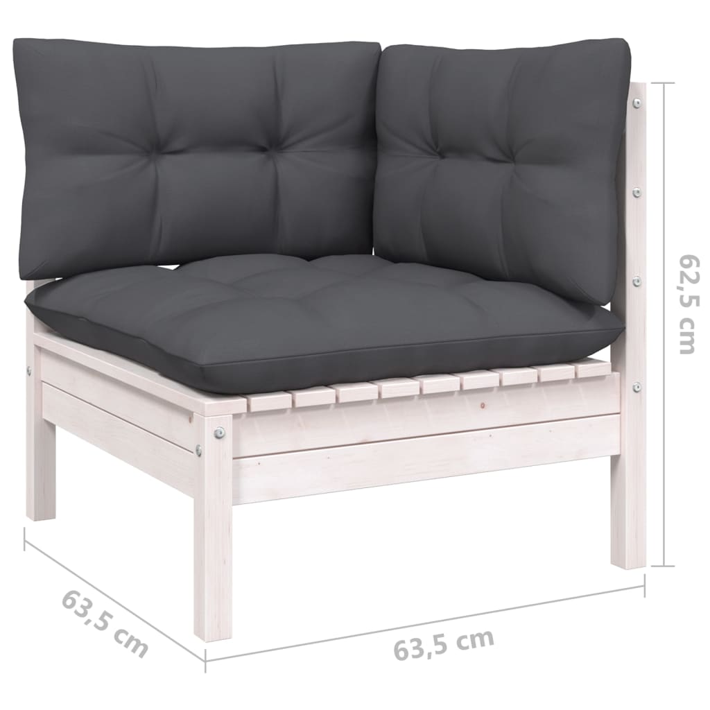 3-tlg. Garten-Lounge-Set mit Kissen Massivholz Kiefer