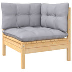 10-tlg. Garten-Lounge-Set mit Grauen Kissen Massivholz Kiefer