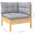 14-tlg. Garten-Lounge-Set mit Grauen Kissen Kiefer Massivholz
