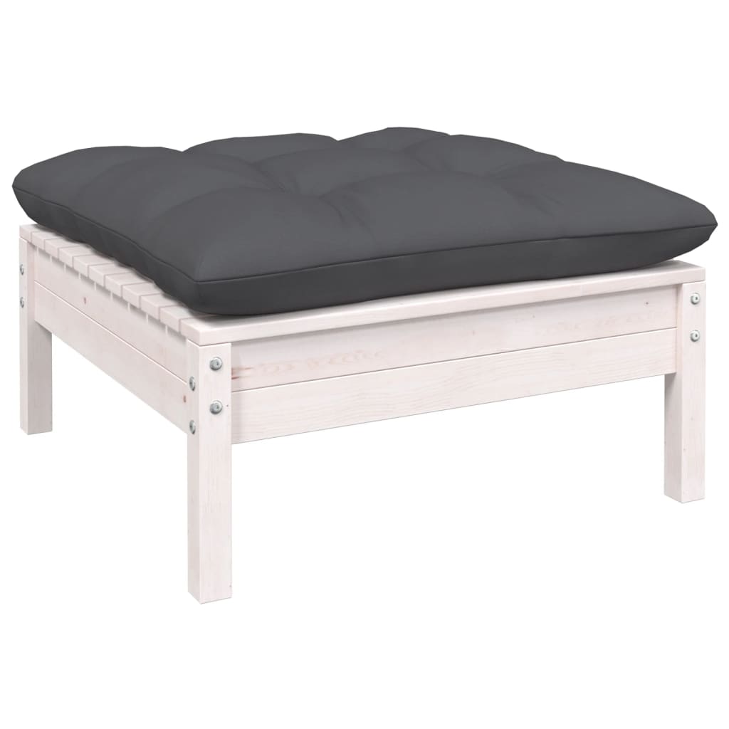 13-tlg. Garten-Lounge-Set mit Kissen Weiß Kiefernholz