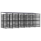 Outdoor-Hundezwinger mit Dach Stahl 11,06 m²