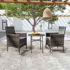 3-tlg. Garten-Essgruppe Poly Rattan Grau