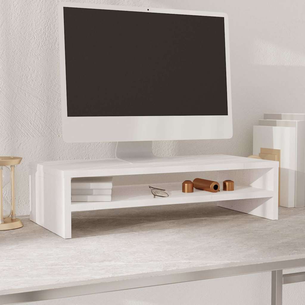 Monitorerhöhung 50 × 24 × 13 cm aus Kiefer-Massivholz - Weiß