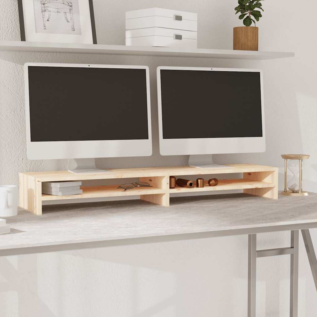 Monitorerhöhung 100 × 24 × 13 cm aus unbehandeltem massivem Kiefernholz