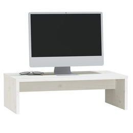 Monitorständer Weiß 50x27x15 cm Massivholz