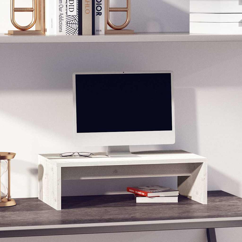 Monitorständer Weiß 50x27x15 cm Massivholz