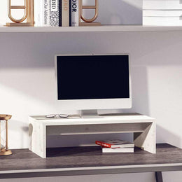 Monitorständer Weiß 50x27x15 cm Massivholz