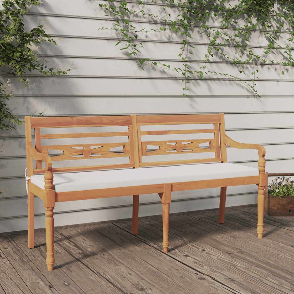 Batavia-Bank mit Kissen 150 cm Massivholz Teak