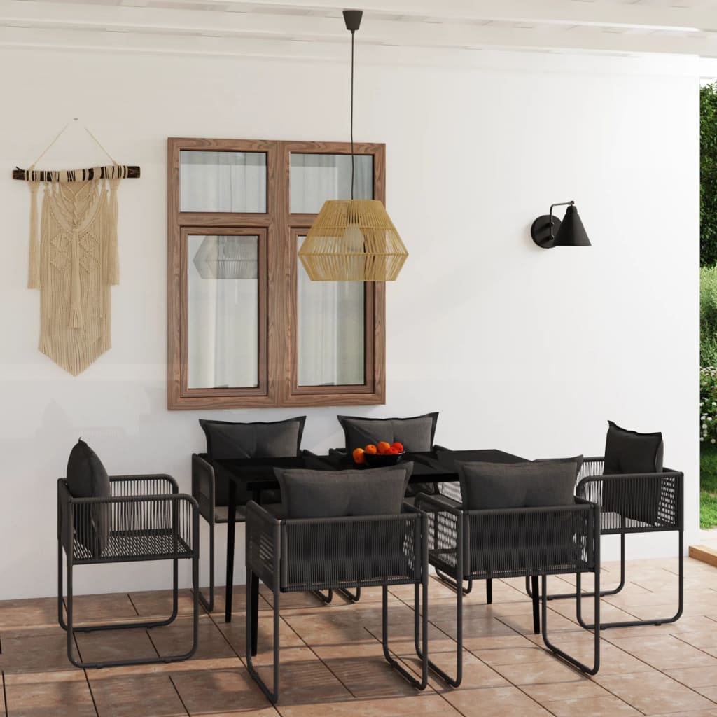 7-tlg. Garten-Essgruppe Schwarz
