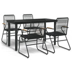 5-tlg. Garten-Essgruppe Schwarz PVC Rattan