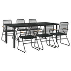 7-tlg. Garten-Essgruppe Schwarz PVC-Rattan