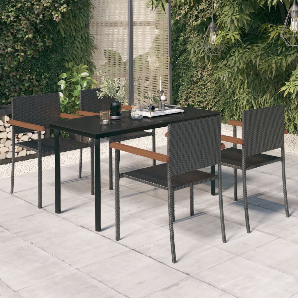 5-tlg. Garten-Essgruppe Schwarz