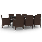 9-tlg. Garten-Essgruppe mit Auflagen Poly Rattan und Glas