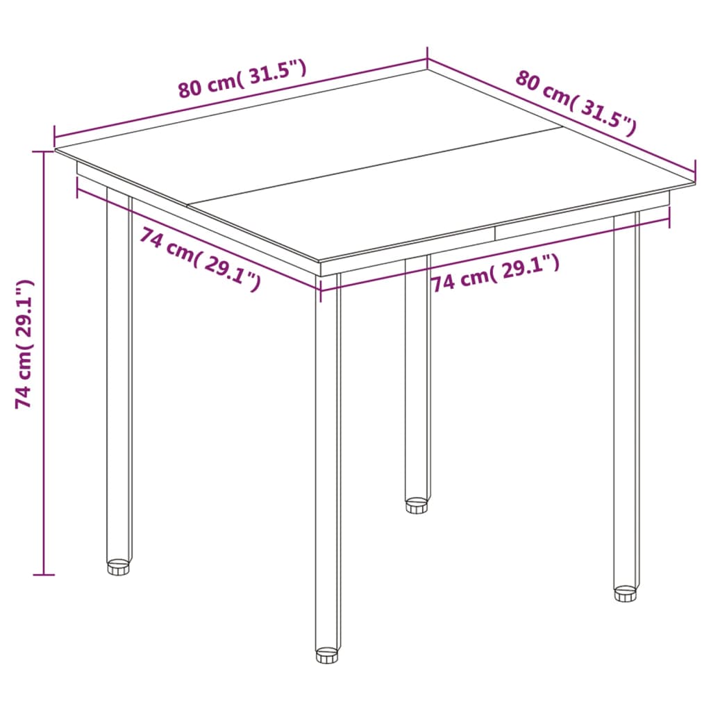 3-tlg. Garten-Essgruppe mit Auflagen Poly Rattan und Glas