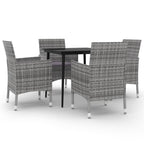 5-tlg. Garten-Essgruppe mit Auflagen Poly Rattan und Glas