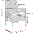 5-tlg. Garten-Essgruppe mit Auflagen Poly Rattan und Glas