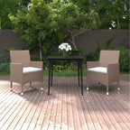 3-tlg. Garten-Essgruppe mit Auflagen Poly Rattan und Glas