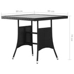 Gartentisch Schwarz 80 x 80 x 74 cm Poly Rattan